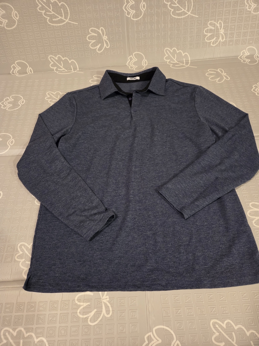 Coofandy Mens Long Sleeved Polo Navy Size Large
